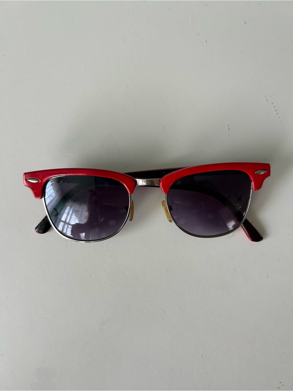 Ray-Ban Red and Black Clubmaster-Style Sunglasses